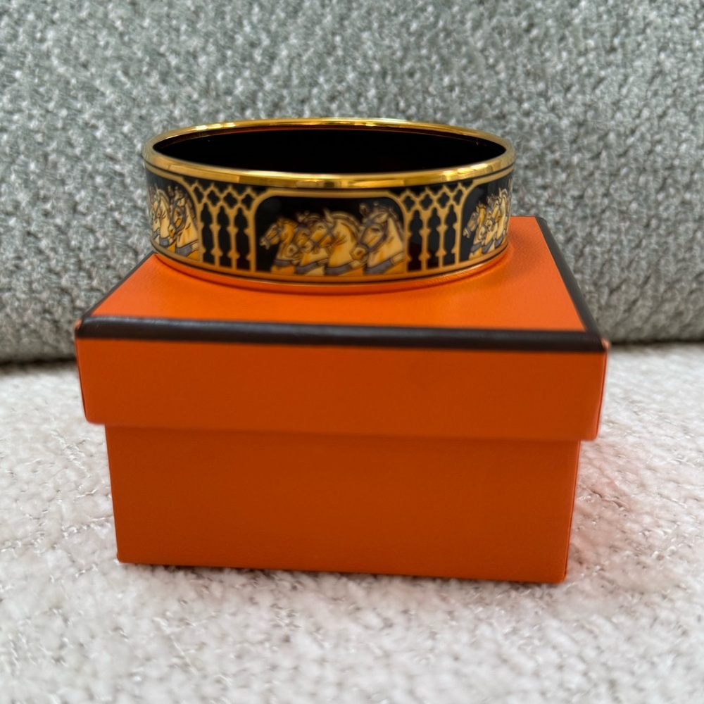 Hermes Black and Gold Bangle